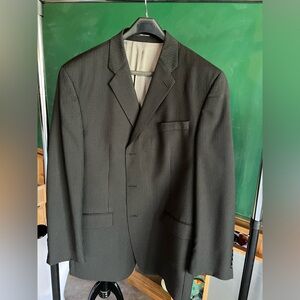 Suit. Pinstripe. Black and gray. Calvin Klein.